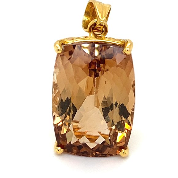 Imperial Topaz 35.12ct Solid 18K Gold Pendant